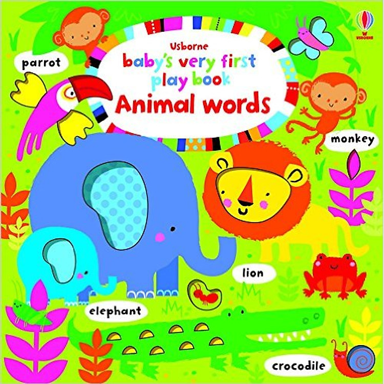 Sách Usborne Baby's very first play book Animal words