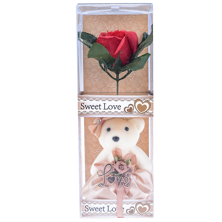 Gấu Bông Và Hoa 255 - Đỏ