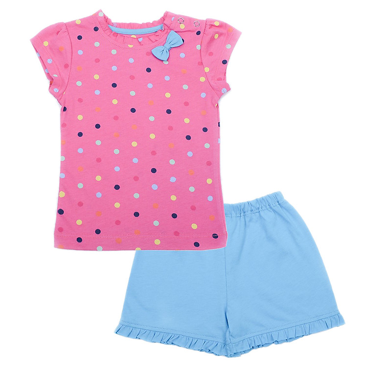 Bộ Đồ Bé Gái Cài Vai Họa Tiết Chấm Bi LullabyBaby L-NH03-15 63 - Hồng Xanh