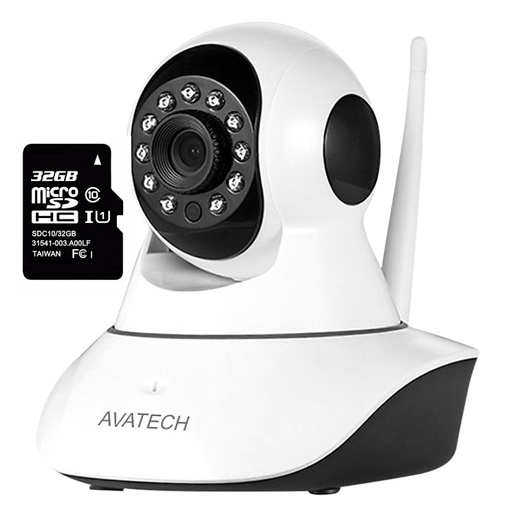 Camera Quan Sát IP Wi-Fi Avatech 6300A 1.0 + Thẻ Nhớ Micro SD 32GB - Hàng Chính Hãng