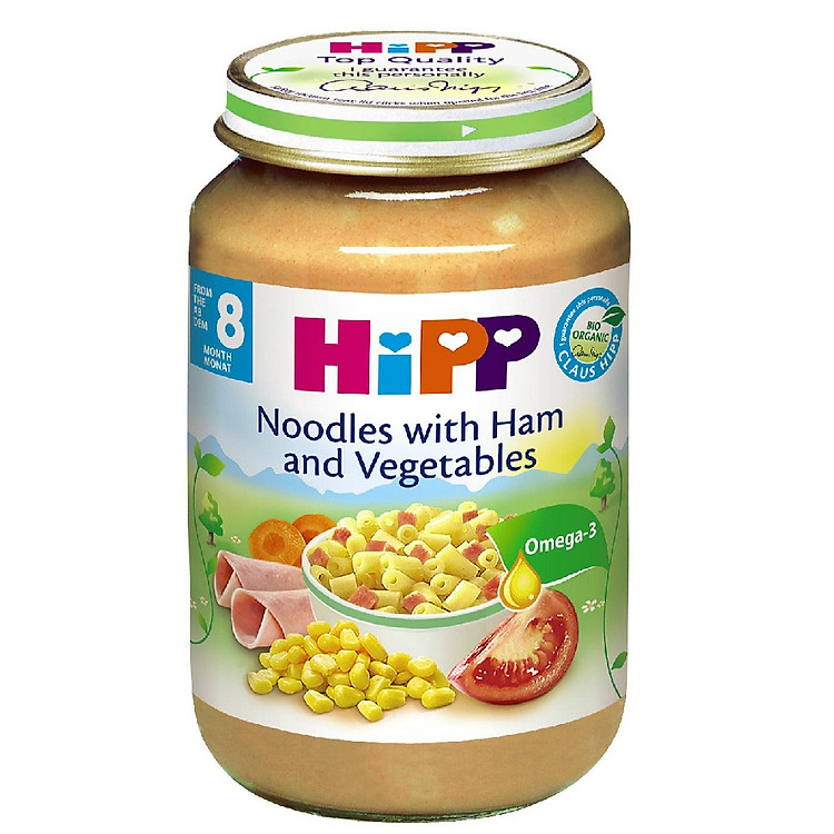 Dinh Dưỡng Đóng Hộp Giăm Bông Mì Sợi, Rau HiPP 220g - 6540