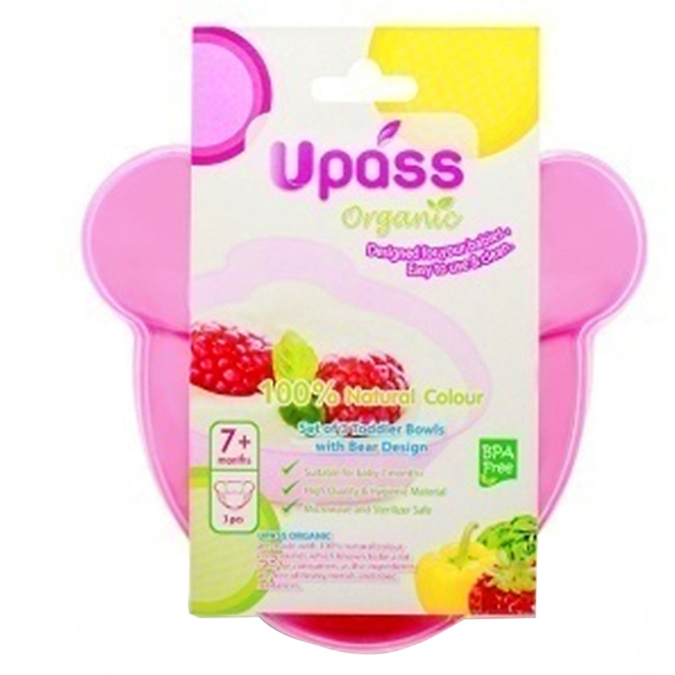 Bộ 3 Bát Hình Gấu Hữu Cơ Upass UP5182OH – Màu Hồng