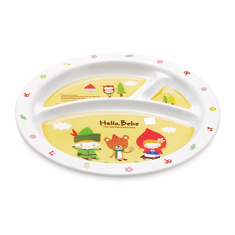 Đĩa Tròn Hello Bebe Có Ngăn Cho Trẻ Em Bằng Melamin Lock&Lock - LBB461 (Ø215*20mm)