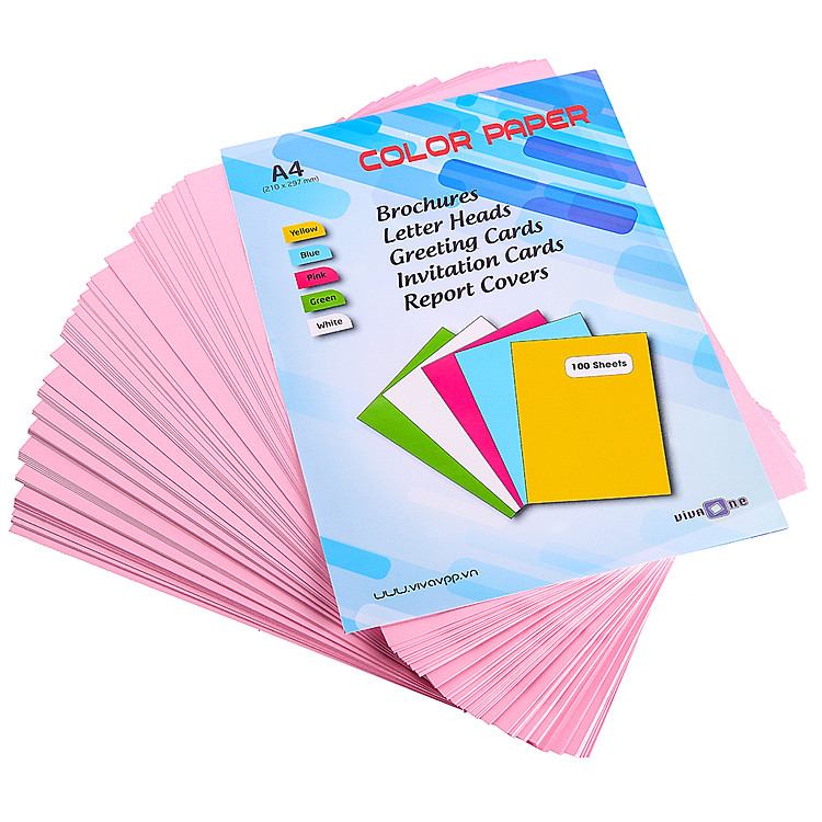 Giấy Bìa Thái A4 Định Lượng 180 Màu Hồng (100 Tờ)