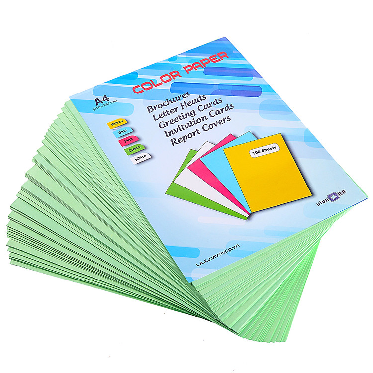 Giấy Bìa Thái A4 Định Lượng 180 Vi Va Màu Xanh Lá (100 Tờ)