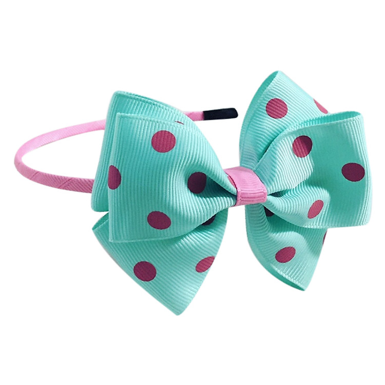 Cài Tóc Gọng Hồng Đính Nơ Chấm Bi Bảo Ngọc B10 - Xanh Ngọc