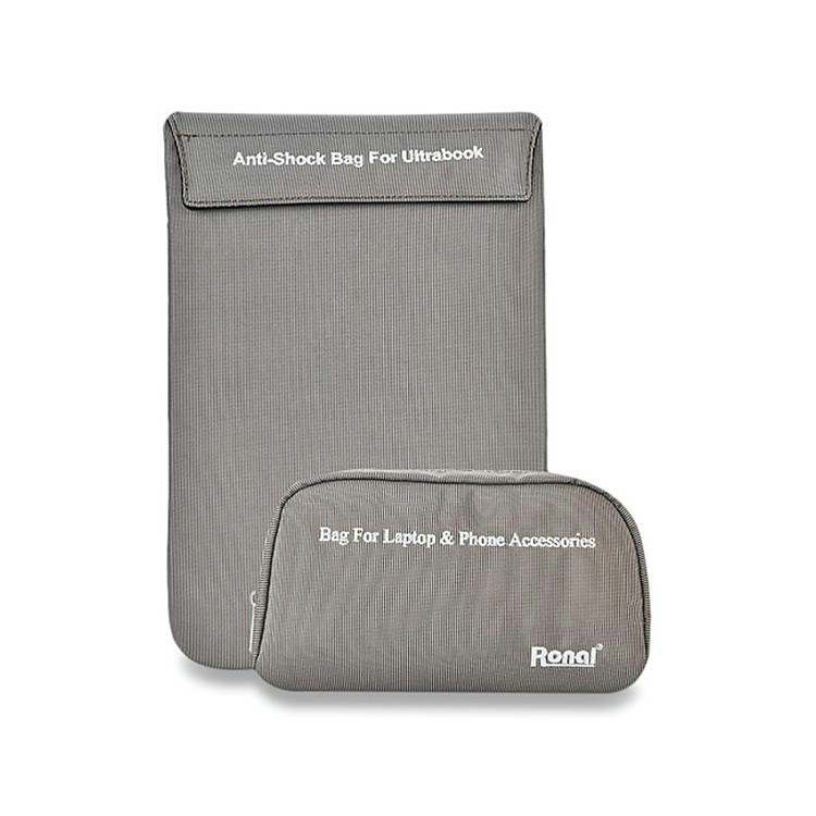 Combo Túi Chống Sốc Ultrabook Và Túi Phụ Kiện Ronal CBTCS03_TPK_DONG - Đồng