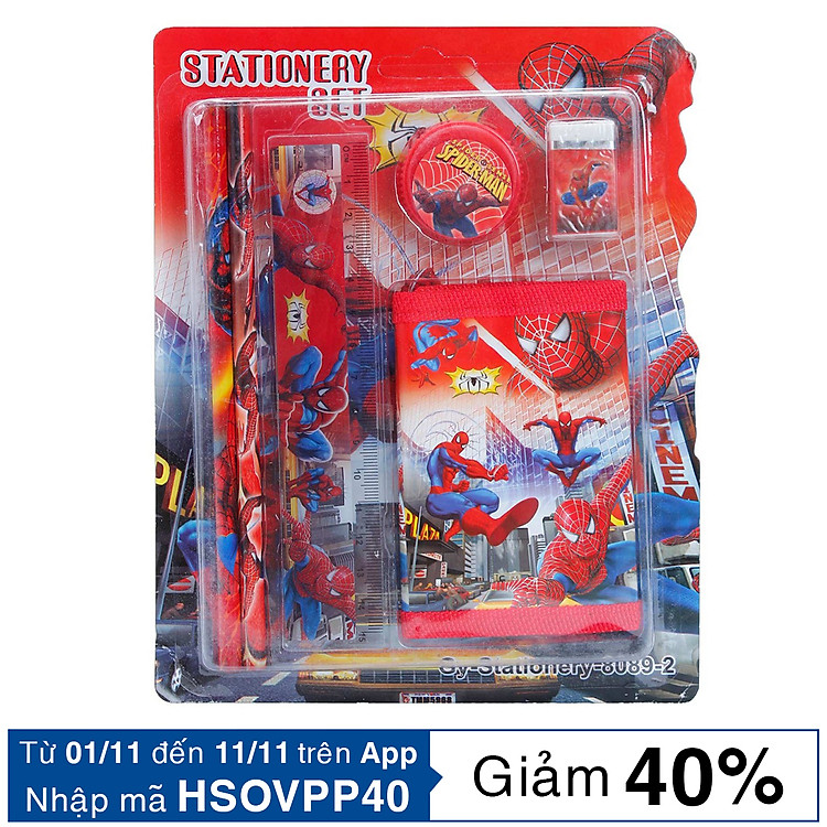 Vỉ Dụng Cụ Học Sinh 8089 - Spiderman