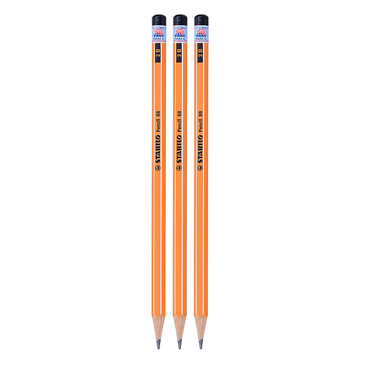 Bút Chì Gỗ Stabilo 2B Màu Cam Sọc Trắng - PC88-2B (Vỉ 3 Cây)