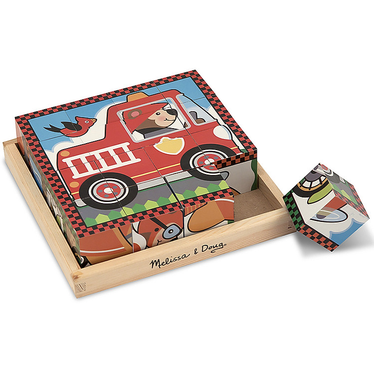 Đồ Chơi Gỗ Xếp Hình Khối Vuông Melissa & Doug Phương Tiện Giao Thông - MB772