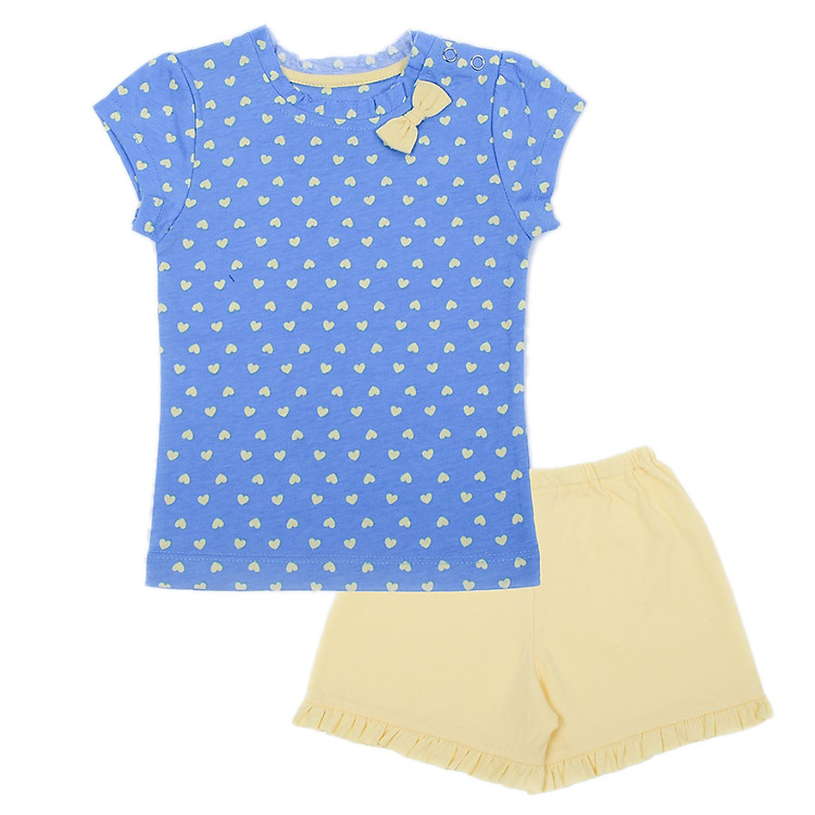 Bộ Đồ Bé Gái Cài Vai In Hình Tim LullabyBaby L-NH03-15 78 - Xanh Vàng