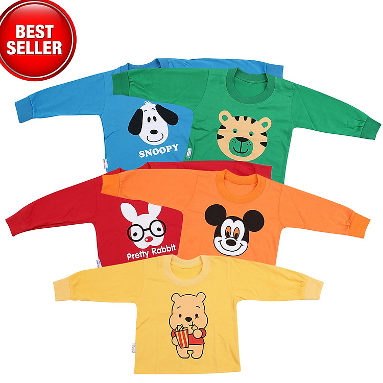 Combo 5 Áo Tay Dài Bo Cho Bé MihaBaby ATD11