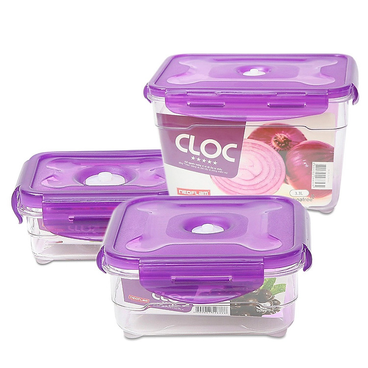 Combo 3 Hộp Bảo Quản Thực Phẩm Neoflam CL 0.2L+08L+3.3L