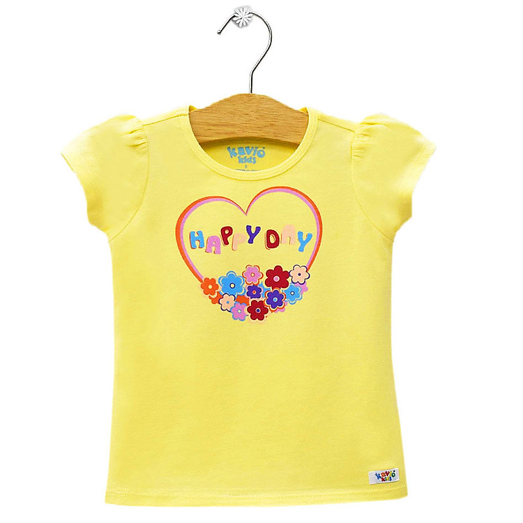 Áo Thun Tay Ngắn Happy Day Bé Gái Kavio Kids GS546-N1 - Vàng