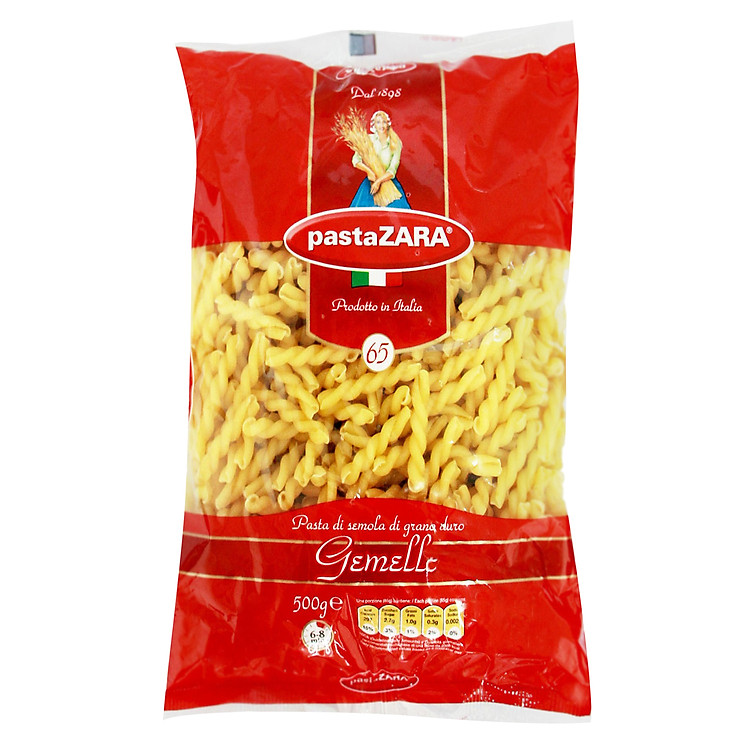 Nui Ý Vặn Thừng 65 Pasta Zara Gói 500g