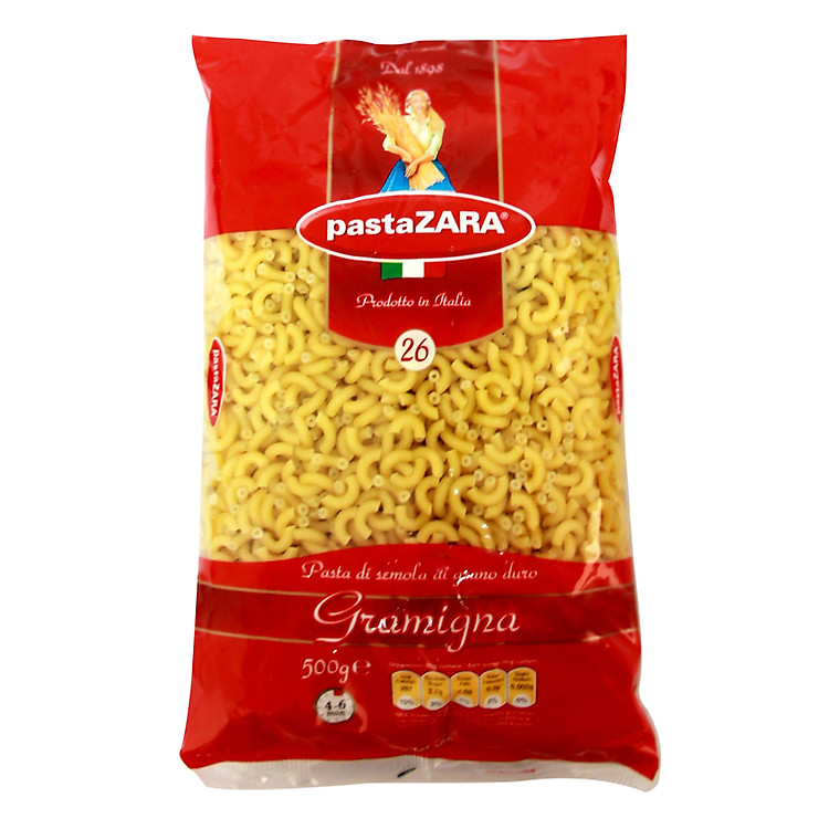 Nui Ý Chữ C 26 Pasta Zara Gói 500g