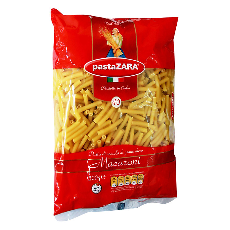Nui Ý Ống Thẳng 40 Pasta Zara Gói 500g