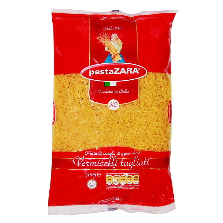 Nui Ý Tăm Cắt Khúc 80 Pasta Zara Gói 500g