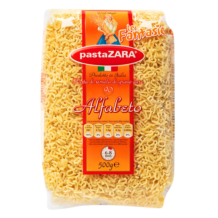 Nui Ý Alphabet 90 Pasta Zara Gói 500g