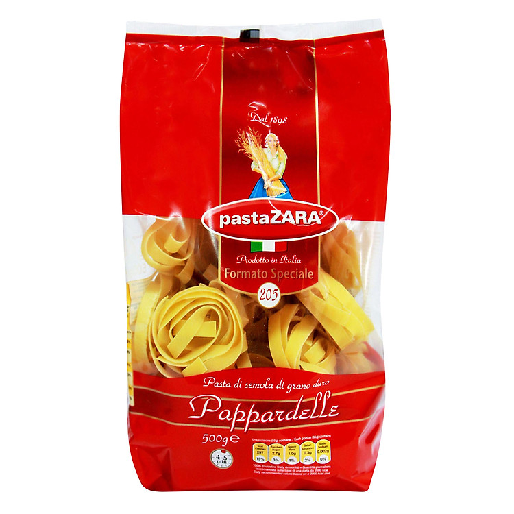 Mỳ Fettuccine 205 Không Trứng Pasta Zara Gói 500g