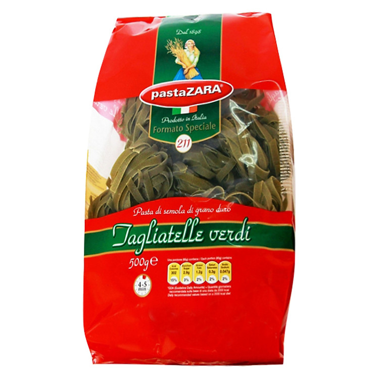 Mỳ Ý Với Rau Spinach 211 Pasta Zara Gói 500g