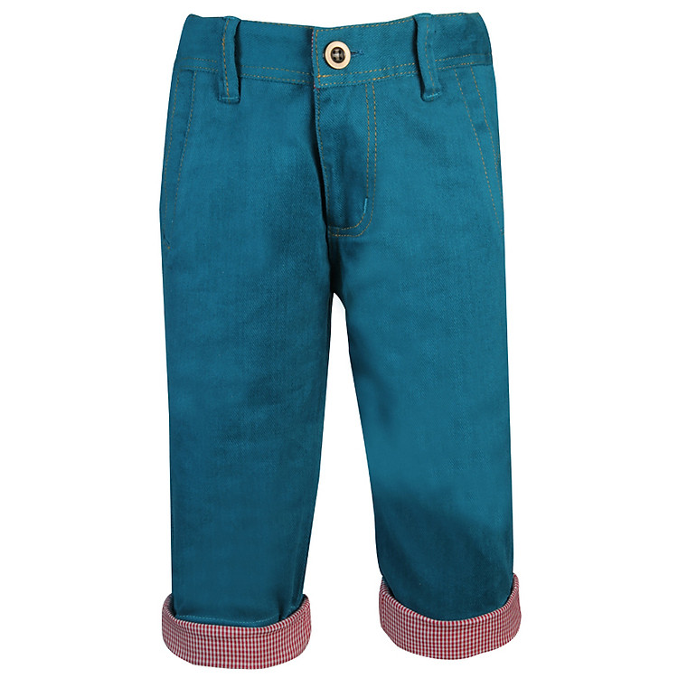 Quần Kaki Dài Lai Phối Carô Cho Bé Trai Ninh Khương 080815 - Xanh