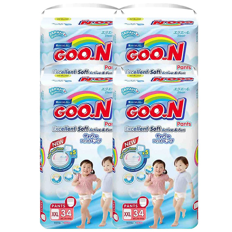 Combo 4 Gói Tã Quần Goo.n Slim Gói Cực Đại XXL34 (34 Miếng)