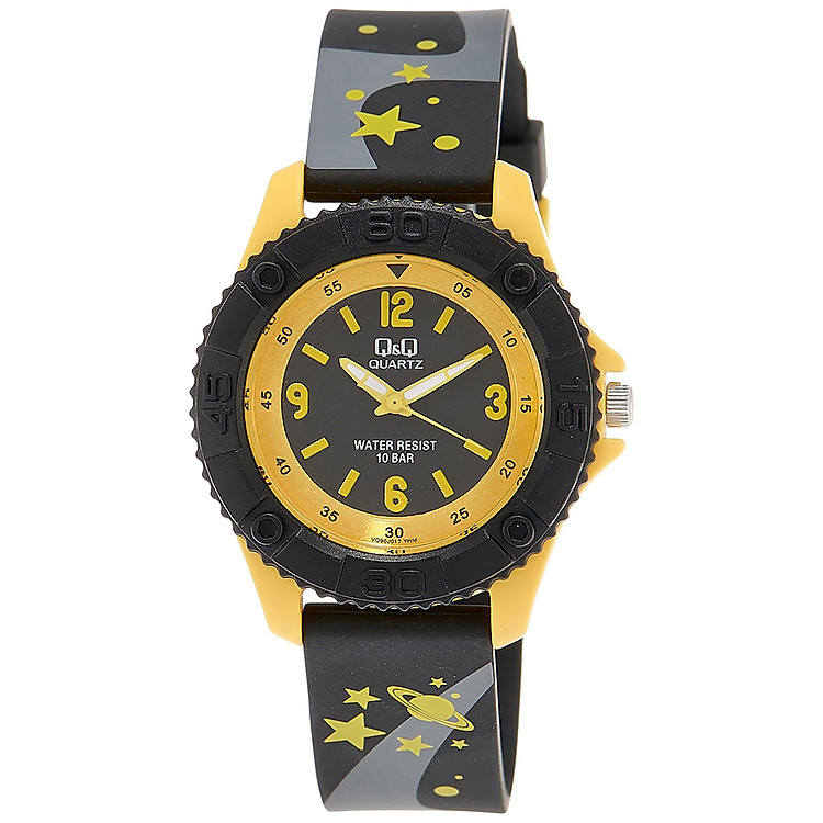 Đồng Hồ Trẻ Em Dây Plastic Q&Q Kids VQ96J017Y - Đen Vàng