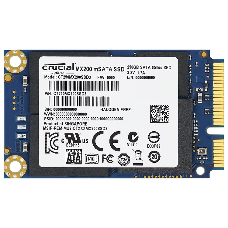 Ổ Cứng SSD Crucial MX200 250GB mSATA 3.6mm (CT250MX200SSD3) - Hàng Chính Hãng