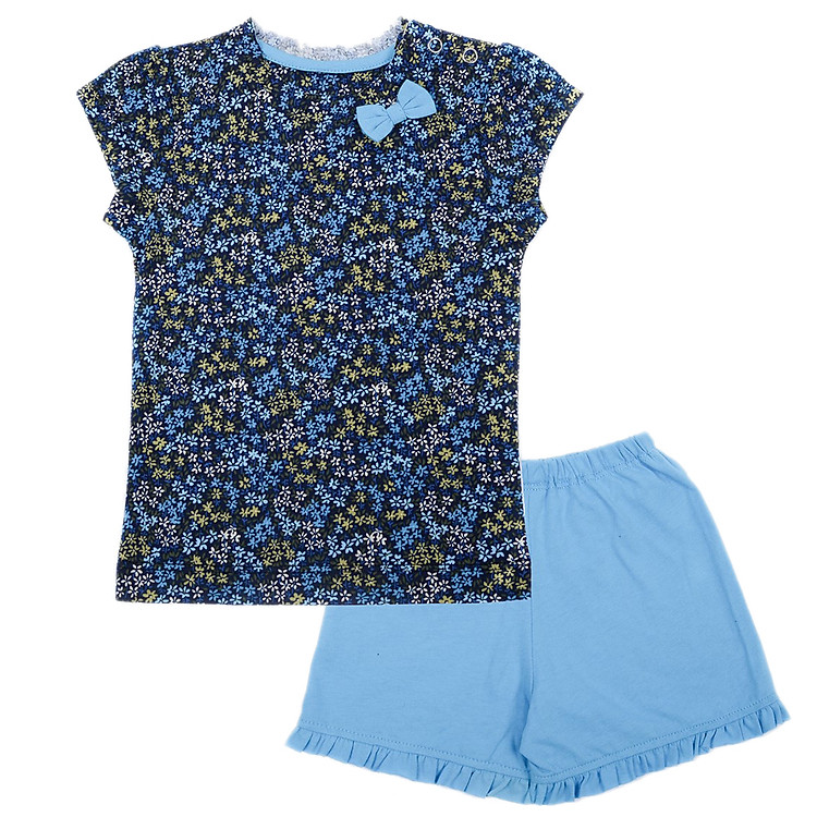 Bộ Đồ Bé Gái Cài Vai In Họa Tiết LullabyBaby L-NH03-15 87 - Xanh