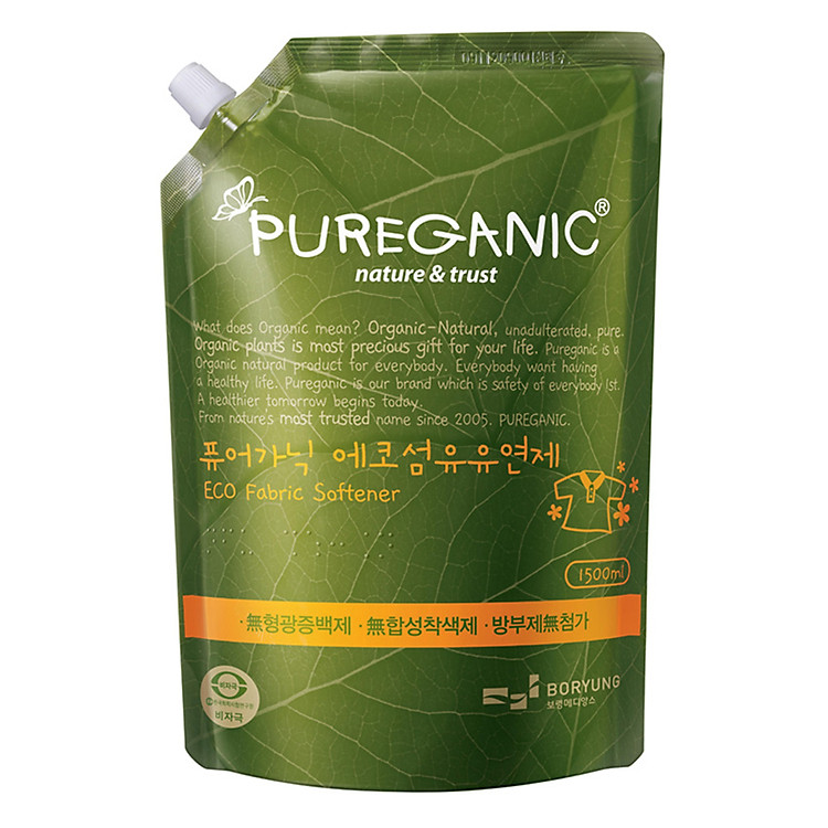 Dung Dịch Xả Quần Áo Cao Cấp Cho Bé Pureganic - Túi 1500ml