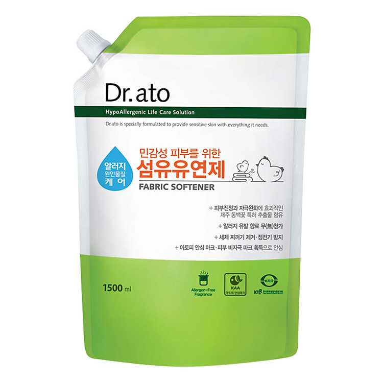 Dung Dịch Xả Quần Áo Cao Cấp Cho Bé Dr.Ato - Túi 1500ml