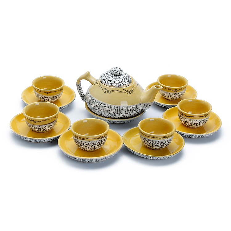 Bộ Bình Trà Rạn Dẹt Gốm Sứ Bát Tràng T519