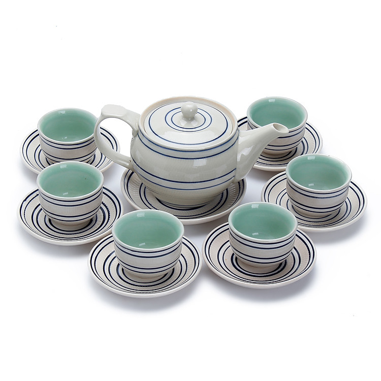 Bộ Bình Trà Gốm Sứ Bát Tràng Sọc Kem T609H