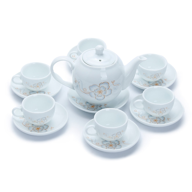 Bộ Bình Trà Hoa Bèo Gốm Sứ Bát Tràng T624H