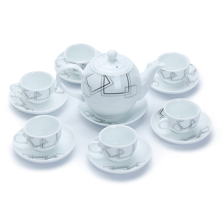 Bộ Bình Trà Lập Thể Vuông Gốm Sứ Bát Tràng T633H