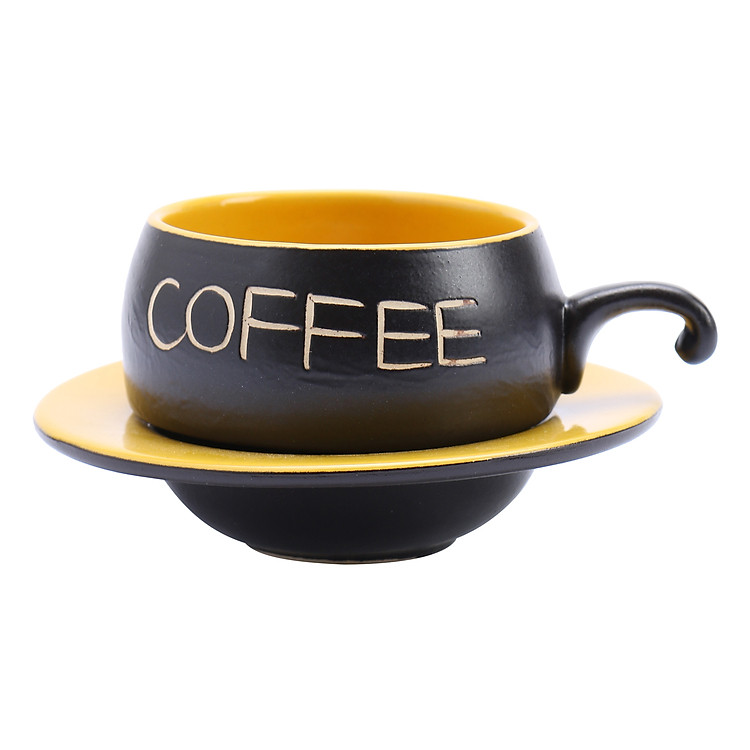 Bộ Quà Tặng Tách Coffee Đĩa Lõm P05V - Vàng