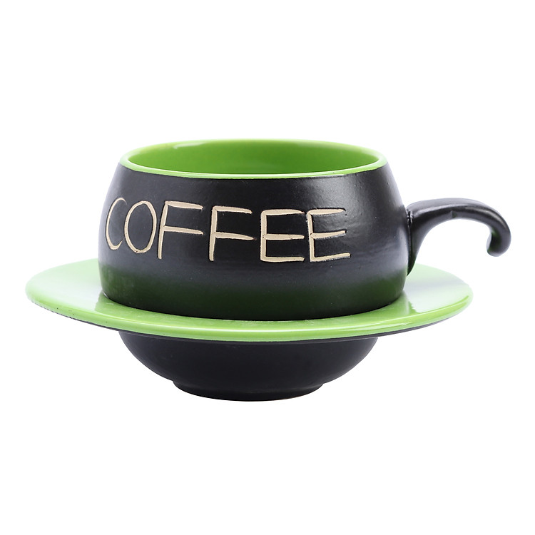 Tách Coffee Đĩa Lõm P05X – Xanh