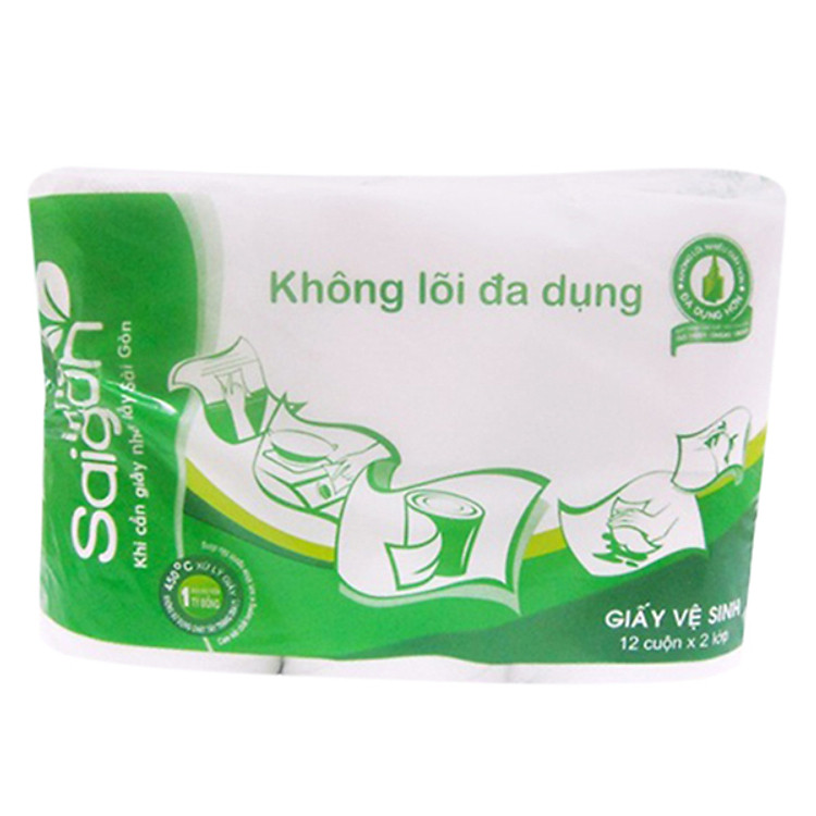 Lốc 12 Cuộn Giấy Vệ Sinh Không Lõi Sài Gòn Inno