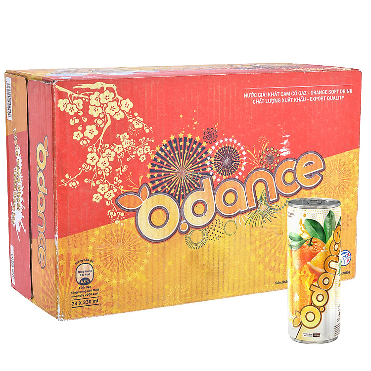 Thùng 24 Lon Nước Giải Khát Cam O.Dance Tribeco 330ml