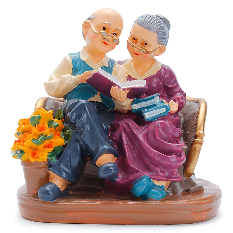 Tượng Ông Bà Đọc Sách J068-69