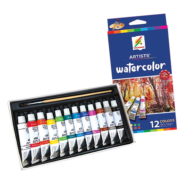 Hộp Giấy 12 Tuýp Màu Nước CM-WATER-12P