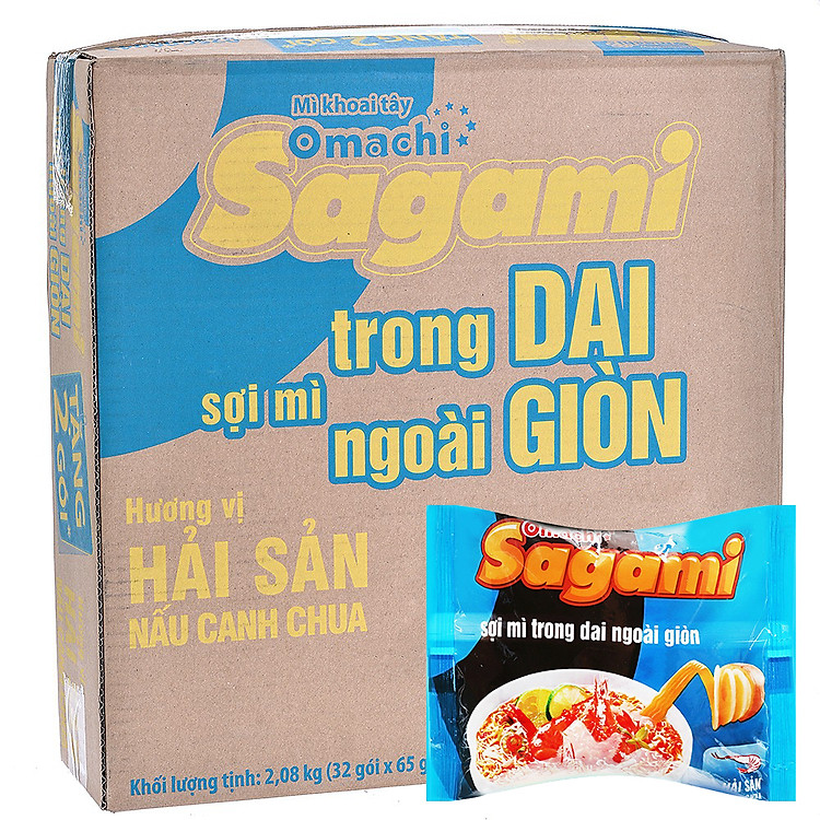 Thùng 30 Gói Mì Khoai Tây Sagami Hải sản (65gr/Gói)