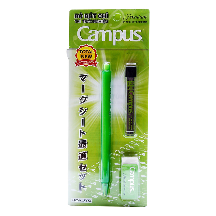 Combo Campus - Bút Chì Bấm Premium + Hộp Ngòi Chì + Gôm Premium