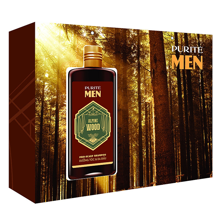 Hộp Quà Purité by Prôvence: Dầu Gội Nam Dưỡng Tóc Cho Da Đầu Hương Gỗ (180ml) + Xà Bông Thơm Hương Gỗ
