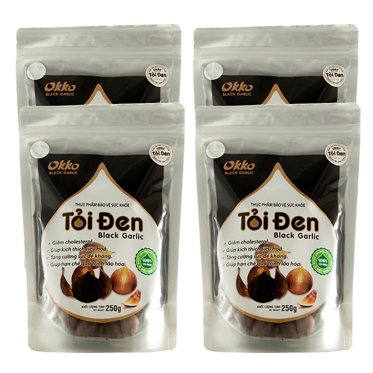 Combo 4 Thực Phẩm Chức Năng Tỏi Đen Okko Có Vỏ (250g/Túi)