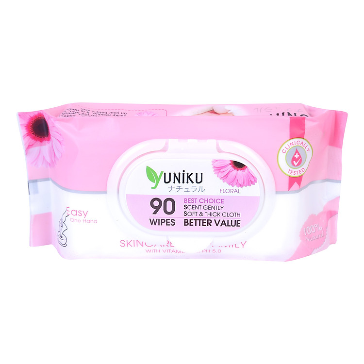 Khăn Giấy Ướt Cao Cấp Yuniku Maxcool 90 Tờ - Màu Hồng