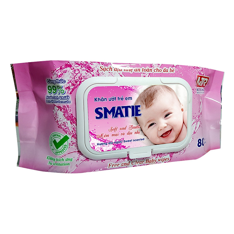 Khăn Ướt Smatie Hương Phấn 80 Tờ Chính hãng Giá tốt - Hình ảnh 2