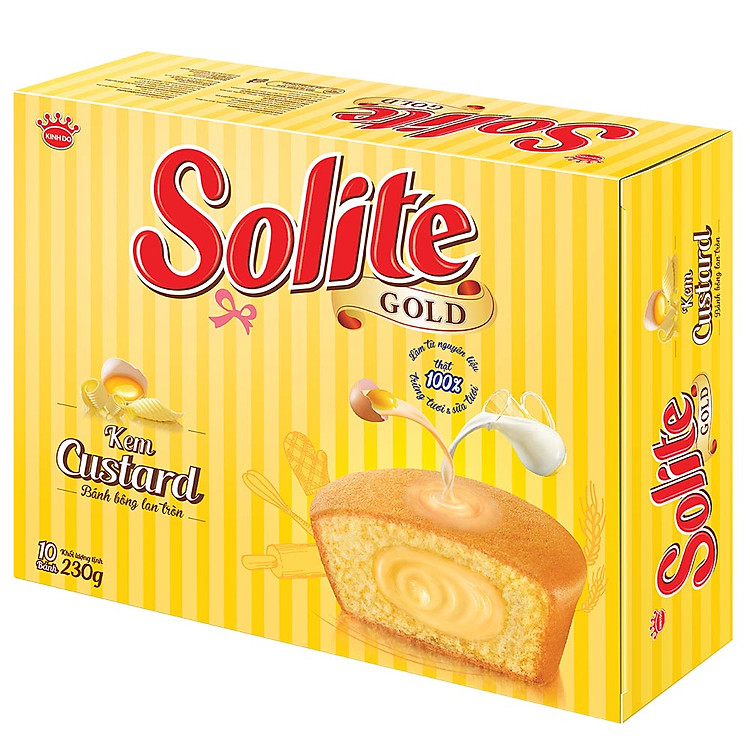 Bánh Bông Lan Kinh Đô Solite Kem Custard Hộp 230g