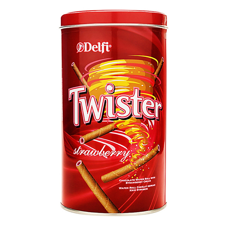 Hộp Bánh Quế Xốp Kem Dâu Delfi Twister 320g